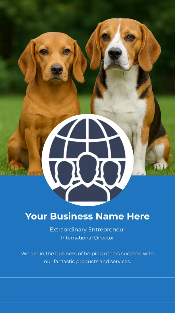 Male and female beagle dogs sitting together outdoors, symbolizing connection and companionship with GoFast digital business cards