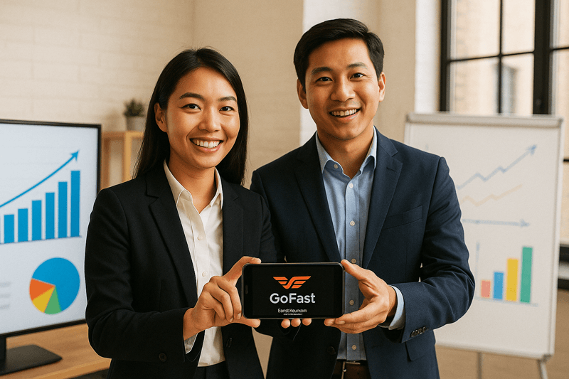Couple-Holding-a-card a man and woman holding a GoFastCARD